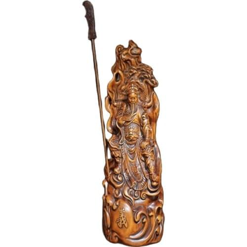 Boxwood finely carved and loyal Guan Gong ornaments family collection