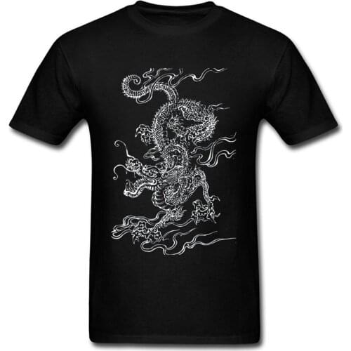 CHINESE DRAGON Kungfu Classic Mens Tops T Shirt Tattoo Graphic Artistic Aesthetic Europe Cotton Men T Shirt Fashionable