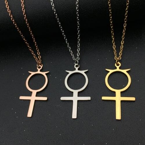Mercury Pendant Necklace Mercury Symbol 2018 Creative Unisex Stainless steel Jewelry Accept Drop Shipping YP3934