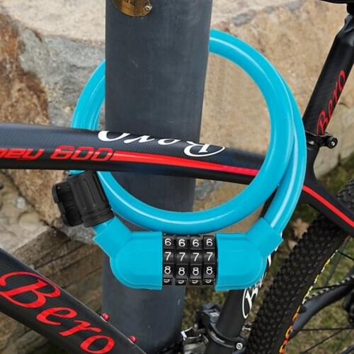 MTB Bike Steel Cable Coil Locks with Lock Bracket 4-Digit Password Motorcycle Bicycle Anti-Theft Security Padlock