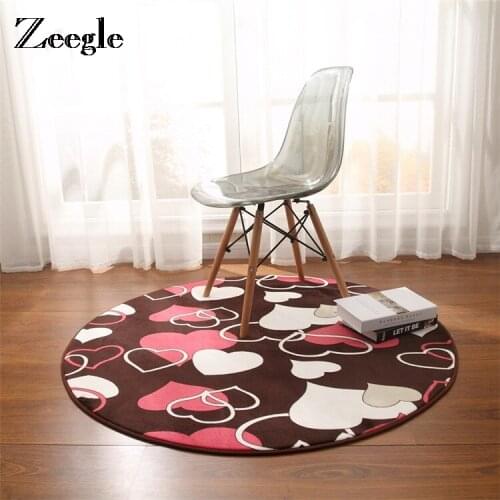 Zeegle Soft Round Carpets For Living Room Sofa Chair Area Rug Coral Velvet Children Play Mat Bedside Carpets Circle Yoga Mats