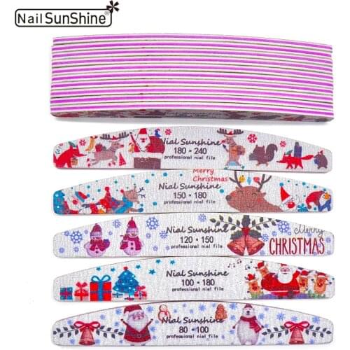 3/5/10 Pcs Sanding Nail Files Christmas Design Professional Nail File Washable Durable Mancure Files Block Tools For Woman Gifts