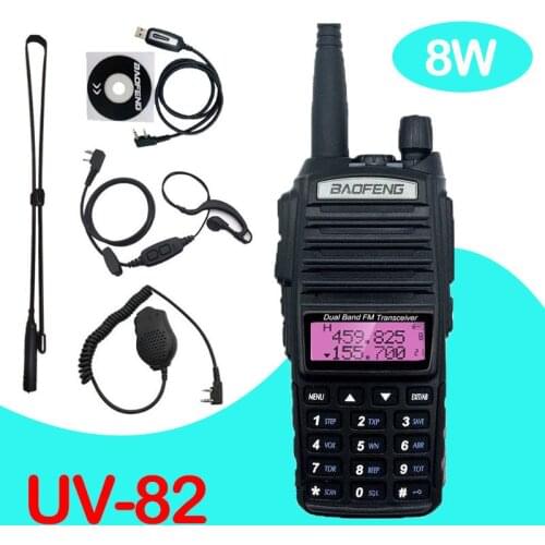 2021 Walkie Talkie 8W Baofeng UV-82 10 Km UHF VHF Radio Tri-Power Band High Middle Low Two Way CB Ham Radio Portable For Hunting