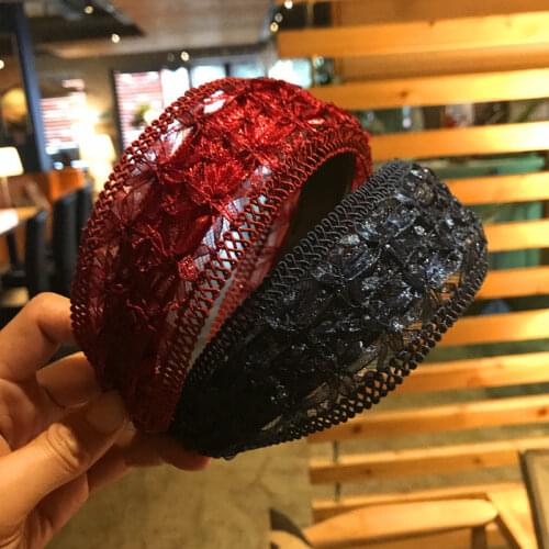 Bohemia Lace Headband for Women Ladys High Quality Vintage Lace Hollow Wide Brimmed Hairband Girls Hair Hoop Hair Accessories