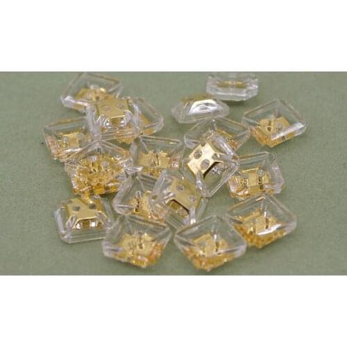 50pcs Clear Rhinestone Flatback Buttons Sewing Square Shape Acrylic Button For Scrapbook Clothing Craft Decorative S1055