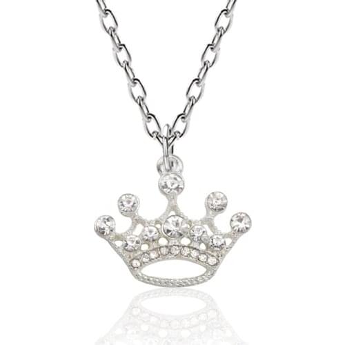 Luxury Elegant Queen Crown CZ Pendant Necklace Charming Womens Wedding Gold Silver Color Jewelry Fashion Anniversary Gift
