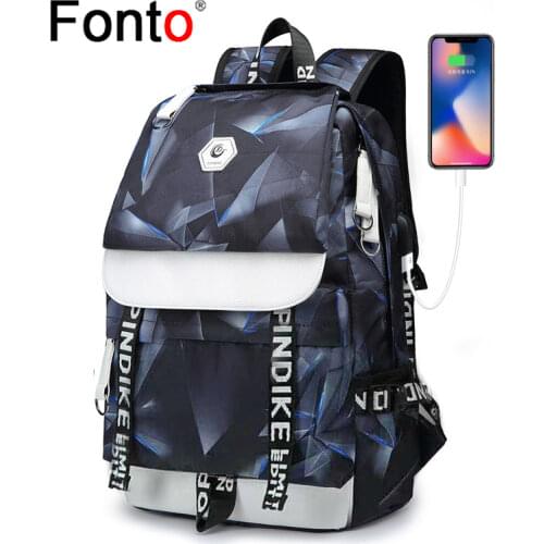 FENGTU Outdoor Travel Camping Backpack School Bags USB Computer Backpack Casual Fashion Bags