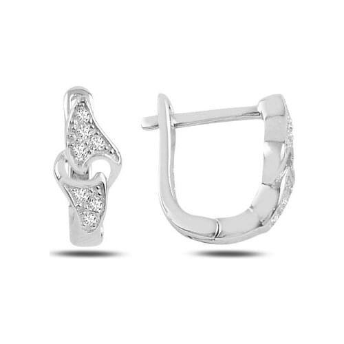 Silver 925 Sterling Zircon Cubic Zirconia J Earrings