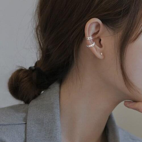 A Girl' Hot 1 Piece Metal Ear Cuff Clip Cross Clip On Piercing Earrings for women Korea Jewelry Femme Cartilage Earcuffs