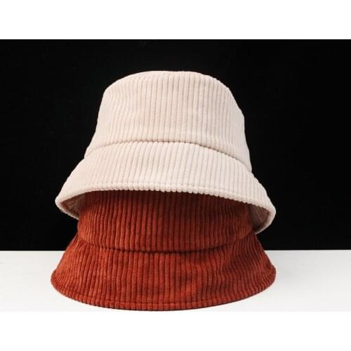 Autumn and Winter Solid Color Men and Women Fisherman Hat Corduroy Shade Foldable Retro Hunting Hat Korea Outdoor Panama Hat