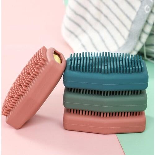 Body Brush Double Sides Skin-friendly Scruber Hanging Shower Massage Comb for Bathroom Shampoo Massage Brush Washing Shower Comb