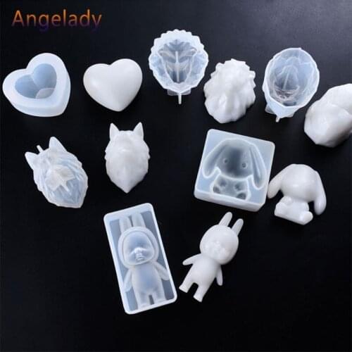 Silicone Mold Animal Bear Lion Rabbit Baby Molds DIY Jewelry Making Cake Fondant Chocolate Decoration Doll Gifts Handmade Crafts