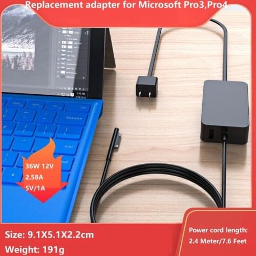 Replacement Charger for Microsoft Surface Pro 3 Por 4,Adapter for surface pro3 pro4