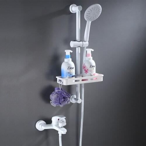 White Shower Faucet Mixer Brass Wall Mounted Single Handle Bathroom Mixer Tap & Shower Head Sets &Shower Sliding Bar