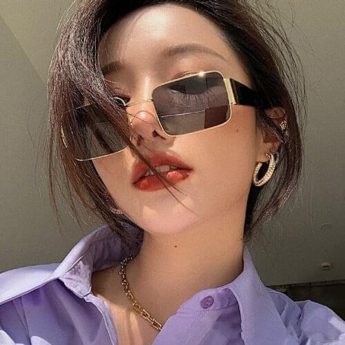 2021 Popular Fashion Small Heavy Rectangle Women Luxury Sunglasses Brand Designer Vintage Punk Sun Glasses Shades UV400
