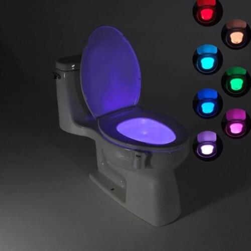 Bathroom Toilet Light LED Nightlight Body Motion Activated On/Off Seat Sensor Lamp 8 Colors PIR Toilet Night Light lamp
