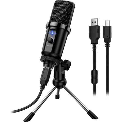 USB Computer Microphone DM19 Condenser Cardioid Microphone Mic with Tripod Stand for Gaming Live Streaming Recording Voice Over