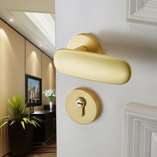 Indoor Zinc Alloy Security Door Lock Bedroom Mute Door Handle Locks Household Deadbolt Lock Furniture Hardware Accessories