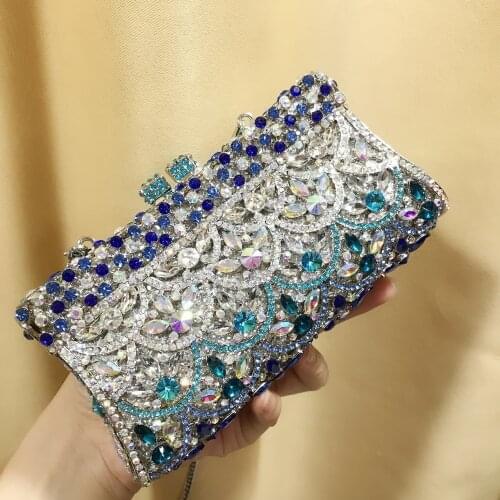 XIYUAN colorful Diamond Women Evening Bags Bridal Crystal Clutch purse Handbags and Purses Wedding Banquet Dinner Minaudiere Bag
