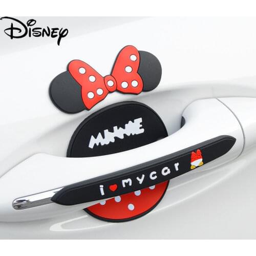 Disney Mickey Minnie Car Door Handle Protective Film Cartoon Cute Universal Sticker Car Handle Anti-collision Strip