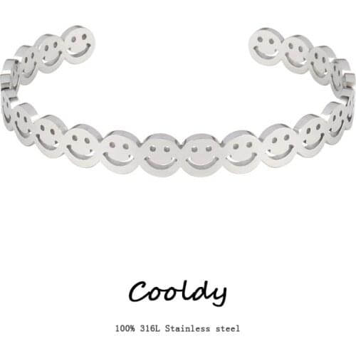 Punk Stainless Steel Bracelets For Women Smiley Face Bangle Bracelet Roman Numeral Bracelet Geometric Open Cuff Bracelet Jewelry