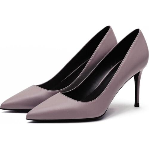 2020 New Arrival Women 6CM/8CM Thin High Heeled Pointed Toe Shoes Spring Summer Genuine Leather Pumps Shoes Ladies N0007