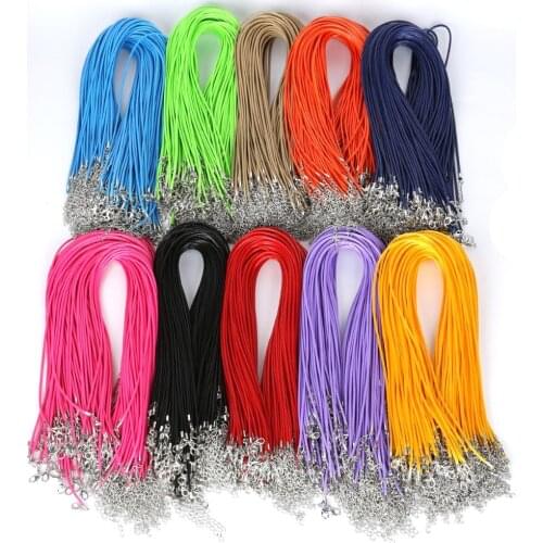 10 Pcs/lot 1.5mm DIY Faux Leather Cord Adjustable Chains Pendant Necklace Rope Charms Findings Lobster Clasp String 17 Colors