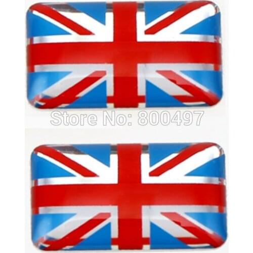 2 x Newest 3D Car Styling Aluminum Glue Decal Ca Metal Sticker Aluminium Custom Motor Decal for UK United Kingdom Flag