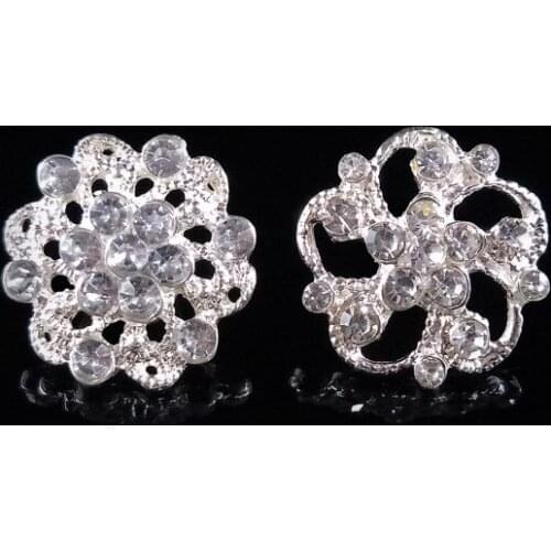 2018New 100Pcs 19mm Hollow Rhinestones Alloy Flower Button for DIY Hair Accessories and phone case decoration HZ450-HZ451