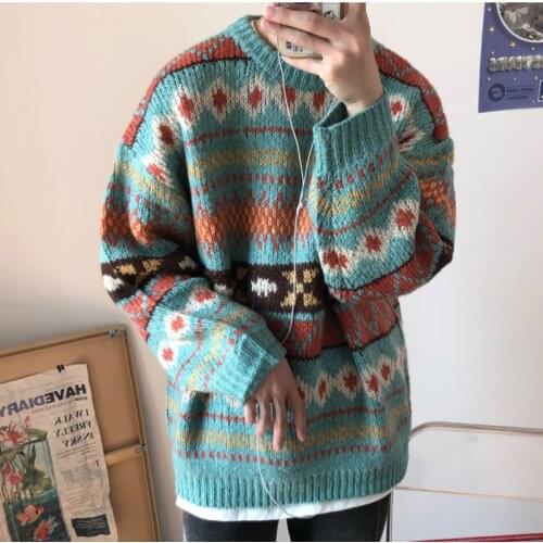 2020 New Sweater Men Winter Clothes Thicker Korean Warm Streetwear Mens Sweaters and Pullovers Harajuku Printed