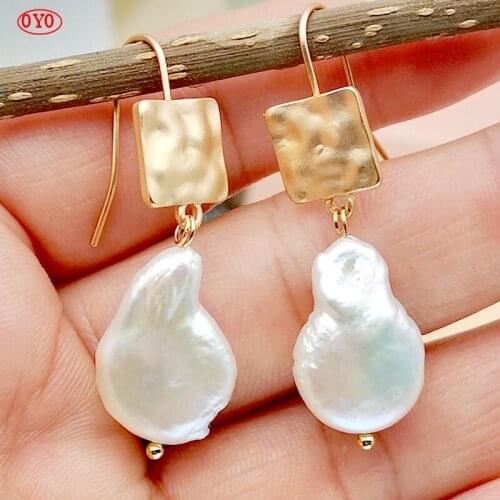 2021 Korean Simple Natural Shaped Pearl 925 Silver Plated 14k Sub-gold Earrings