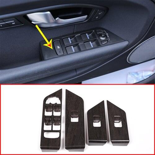 4pcs Oak Wood Grain Door Window Switch Cover Trim For Land Rover Range Rover Evoque 2011-2018 Accessory For Left Hand Drive