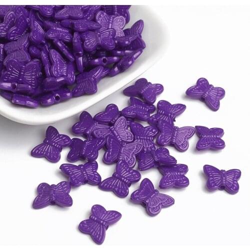 500g Opaque Acrylic Butterfly Beads Mixed Color For DIY Jewelry Making, 11x14x4mm, Hole: 2mm; about 1920pcs