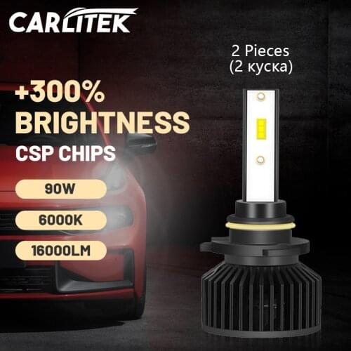 Carlitek 9012 HIR2 LED Headlight 16000LM CSP Chips H1 H4 H7 H11 H13 9005 9006 9007 9008 HB3 HB4 H8 H9 Low Beam External Driver