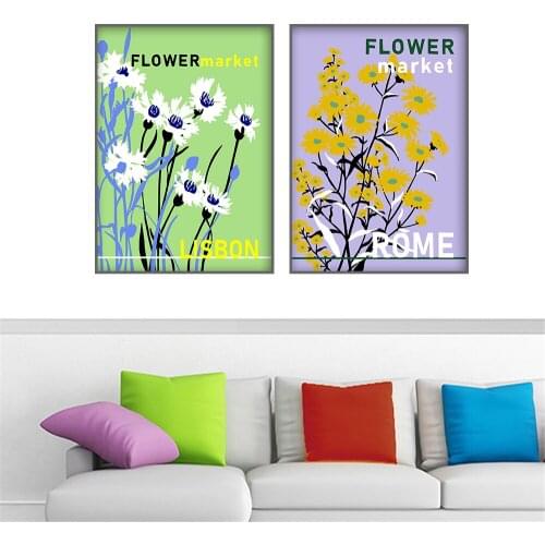 Abstract Colorful Flower Lidbon Roman Wall Art Canvas Painting Nordic Posters And Prints Wall Pictures For Living Room Decor