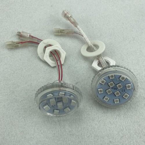 Addressable 45mm led pixel light;DC12V;2.88W(12LEDs) per pixel;IP65;UCS1903/WS2811,clear cover;clear waterproof pigtials
