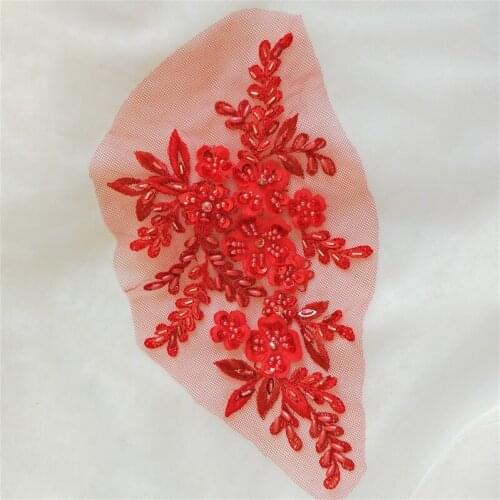 22.5*11cm Rhinestone Flower Beaded patches for clothing Sewing on Patch Beading Applique Clothes Decoration parches para la ropa