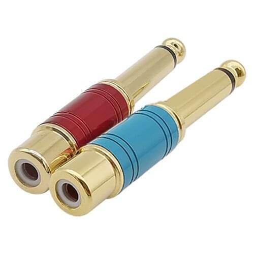 RCA Jack Audio Connector 6.35mm Mono Male Plug to RCA Female Jack Speaker Adapter Converter Connector