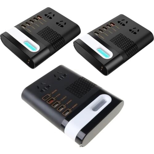 200W Car Power Inverter DC 12V/24V to AC 220V Voltage Converter Short Circuit Automatic Protection QC 3.0 USB Charger