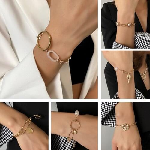 Fashion Chain Bracelet on Hand for Women Female Bohemian Luxury Vintage Portrait Gold Colour Bangles 2021 Trendy Jewelry