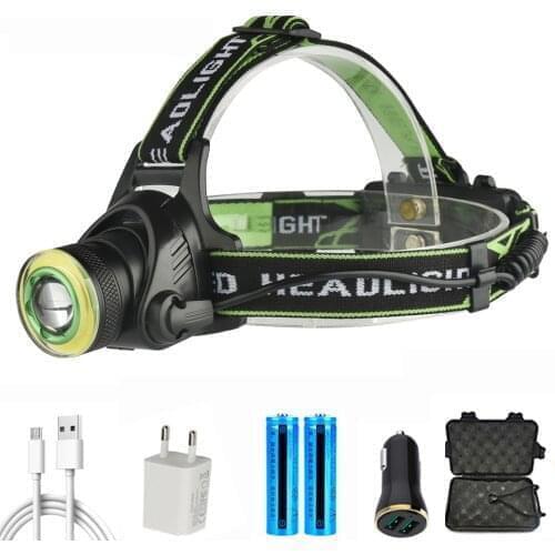 C2 T6+ COB Led Headlamp Zoom Headlight 18650 Battery USB Rechargeable for Fishing Head Flashlight Lamp Torch Waterproof Light