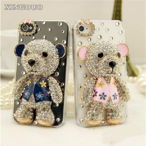 Luxury Bling Lovely Bear Rhinestones Diamonds Hard Case Cover For iphone 11 Pro MAX 7 7Plus 6 6S Plus XS XR MAX samsung S20 Plus