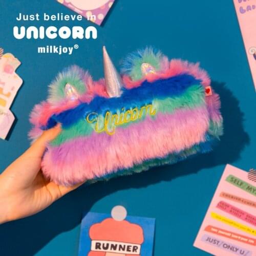Cute Unicorn School Pencil Case for Girls Boys Pencilcase Plush Penal Big Kawaii Rainbow Cartridge Pen Bag Large Stationery Kit