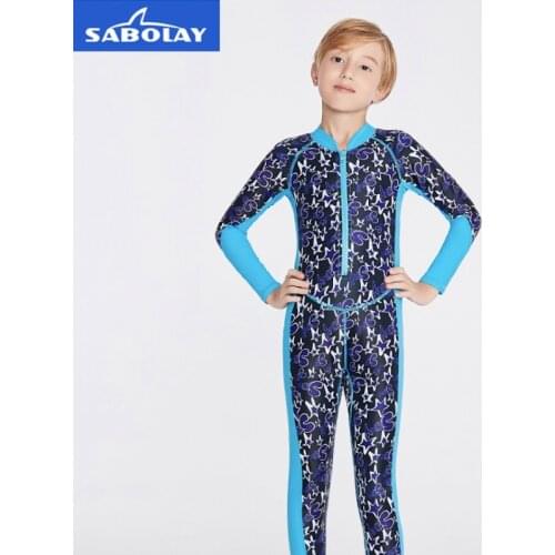 Sabolay Children Surfing Diving Swimming Suit Boys Wetsuit Kids One-Piece Swimsuit Rash Guards Anti-UV Quick-Drying Long Sleeve