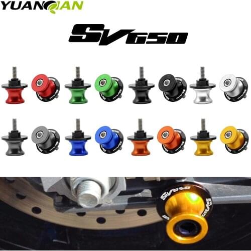 For Suzuki SV650 SV650S SV 650 Motorcycle Accessories Swingarm Slider Spools 8mm With SV650 LOGO CNC Aluminum Motor Stand Screws