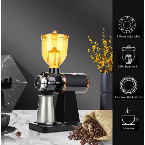 220V/110V Electric Coffee Grinder Adjustable Coffee Bean Particle Mill Grinder Machine Fully Automatic Cafe Machine EU US