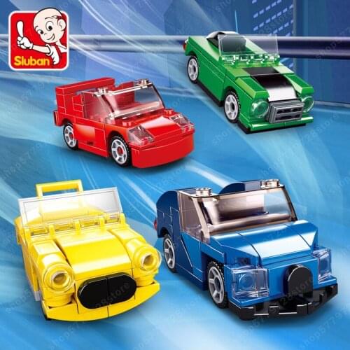 City Creative N Variable Pull Back Car Racing Model DIY Children Build Block Brick minifigure Educational Toy Gift For Children