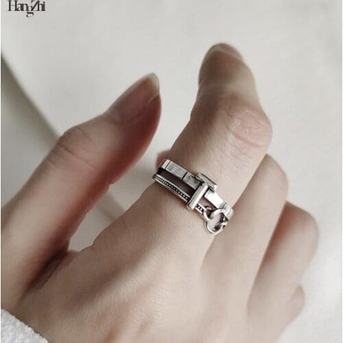 Hangzhi Korean Retro Irregular Curve Hollow Exaggerated Geometric Naked Round Fashionable Cool Girl Index Finger Ring