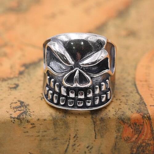 Solid 925 Sterling Silver MENS Men skull punk hiphop ring rings jewelry gift A5118