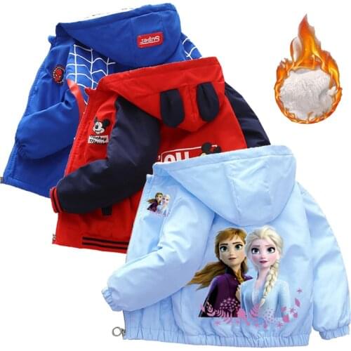 Autumn Winter Baby Kids Solid Outerwear Infants Boys Girls Mickey Minnie Hooded Jacket Coats Clothing child Christmas Clothes